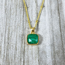 Load image into Gallery viewer, Last 1! Malachite Power & Transformation Square Pendant 18” Gold Necklace