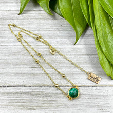 Load image into Gallery viewer, Malachite Power & Transformation Perfect Circle Choker 14” + 2" Gold Necklace