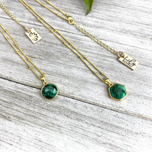 Load image into Gallery viewer, Malachite Power & Transformation Hexagon Pendant 18” Gold Necklace