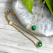 Load image into Gallery viewer, Malachite Power &amp; Transformation Perfect Circle Choker 14” + 2&quot; Gold Necklace