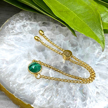 Load image into Gallery viewer, Malachite Power & Transformation Perfect Circle Gold on Stainless Steel Adjustable Bracelet