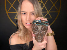 Load image into Gallery viewer, π½ Raising Vibration Sale! π₯ Limited Time - 8mm Elizabeth April Channeled Mantis Sacred Geometry Limited Edition Cosmic Species Stretch Mala Bracelet Necklace