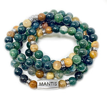 Load image into Gallery viewer, π½ Raising Vibration Sale! π₯ Limited Time - 8mm Elizabeth April Channeled Mantis Sacred Geometry Limited Edition Cosmic Species Stretch Mala Bracelet Necklace