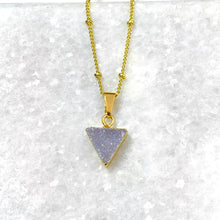 Load image into Gallery viewer, Aura Quartz Druzy Minimalist Triangle Energy Gemstone Pendant 18" Gold Necklace