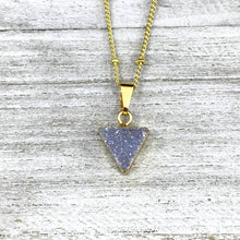 Load image into Gallery viewer, Aura Quartz Druzy Minimalist Triangle Energy Gemstone Pendant 18" Gold Necklace