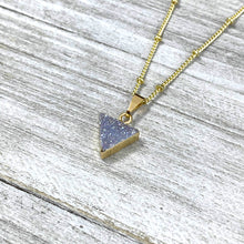 Load image into Gallery viewer, Aura Quartz Druzy Minimalist Triangle Energy Gemstone Pendant 18" Gold Necklace