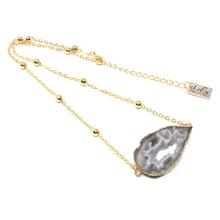 Load image into Gallery viewer, Inner Peace Druzy Quartz Geode Slice Pendant Choker 14" + 2" Gold Necklace