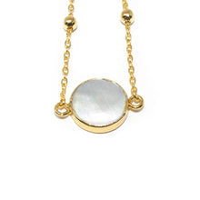 Load image into Gallery viewer, Perfect Circle Mother of Pearl Choker 14&quot; + 2&quot; Gold Necklace
