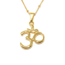 Load image into Gallery viewer, Ohm Om Enlightenment & Presence Charm Buddhism Pendant 18” Gold Buddist Necklace