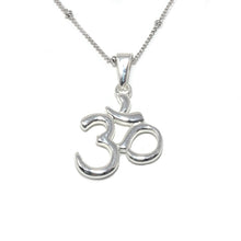 Load image into Gallery viewer, Ohm Om Enlightenment & Presence Charm Buddhism Pendant 18” White Gold Buddist Necklace