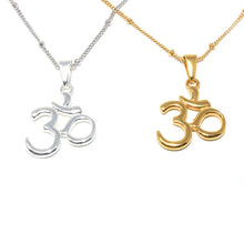 Load image into Gallery viewer, Ohm Om Enlightenment & Presence Charm Buddhism Pendant 18” White Gold Buddist Necklace