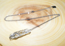 Load image into Gallery viewer, Tree of Life Crystal Clear Quartz Wire Wrapped Raw Pendant 30” White Gold Necklace