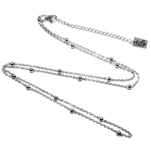 Load image into Gallery viewer, Stainless Steel with White Gold Vermeil Satellite Bead Cable Chain