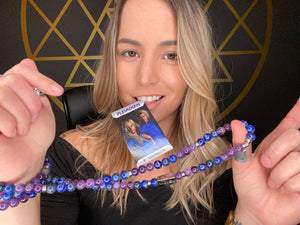 8mm Elizabeth April Channeled Pleiadian Sacred Geometry Limited Edition Cosmic Species Stretch Mala Bracelet Necklace