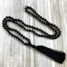 Load image into Gallery viewer, Limited Edition Rainbow Obsidian Discovery & Healing 108 Hand Knotted Mala with Tassel Necklace