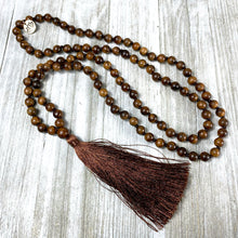 Load image into Gallery viewer, Rosewood Spirituality & Compassion 108 Hand Knotted Mala with Tassel Necklace