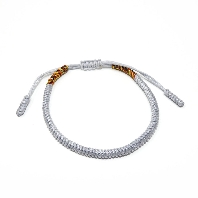 Silver Grey Tibetan Buddhist Monk Braided Knot Lucky Bracelet