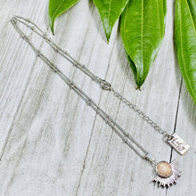 Load image into Gallery viewer, NEW STONE! Sunstone Ray of Light Sunburst Confidence Sun Pendant 18” White Gold Necklace