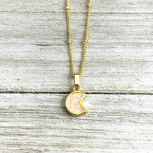 Load image into Gallery viewer, Sweet Mini Moon Aura Quartz Druzy Gemstone Minimalist Pendant 14” + 2” Gold Necklace