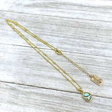 Load image into Gallery viewer, Abalone Minimalist Teardrop Soothing Pendant 18” Gold Necklace