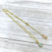 Load image into Gallery viewer, Last One! Abalone Minimalist Teardrop Soothing Pendant 18” Gold Necklace