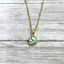 Load image into Gallery viewer, Last One! Abalone Minimalist Teardrop Soothing Pendant 18” Gold Necklace