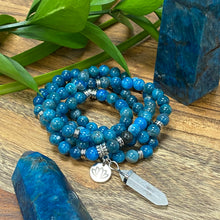 Load image into Gallery viewer, Limited Edition & Super Rare! Only 2 in stock! Blue Apatite Manifestation & Motivation 108 Mala Necklace Bracelet