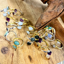 Load image into Gallery viewer, Aquamarine Faceted Diamond Freedom & Clarity Adjustable White Gold Ring