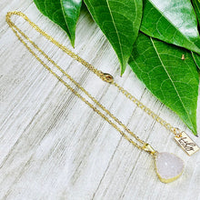 Load image into Gallery viewer, Druzy Quartz Sparkling Mini Geode Triangle Crystal Pendant 18" Gold Necklace