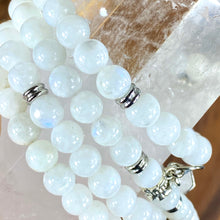 Load image into Gallery viewer, Limited Edition Rainbow Moonstone Miracles & Universal Energy 108 Stretch Mala Necklace Bracelet