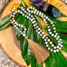 Load image into Gallery viewer, Australian Amazonite Clarity 108 Hand Knotted Mala with Tassel Necklace