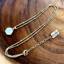 Load image into Gallery viewer, Blue Lace Agate Serenity & Calm Minimalist Faceted Hexagon Pendant 18" Gold Necklace