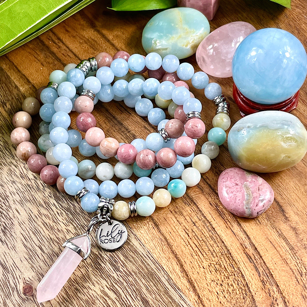Limited Edition Triple Power Aquamarine, Rhodonite, Amazonite