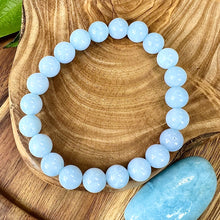 Load image into Gallery viewer, Aquamarine Conscious Awareness Relaxation 10mm Stretch Bracelet