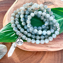 Load image into Gallery viewer, Back in Stock & 3 Only! Labradorite Flashy New Moon Power Protector Shaman Stone 108 Mala Necklace Bracelet