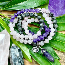 Load image into Gallery viewer, Limited Edition Triple Power Labradorite, Amethyst, Rose Quartz 108 Mala Necklace Bracelet