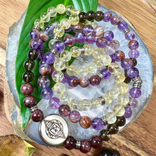Load image into Gallery viewer, 8mm Elizabeth April Quantum Convergence No Fear AWAKEN Limited Edition Stretch 108 Mala Bracelet Necklace