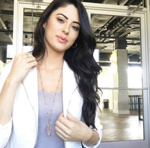 Load image into Gallery viewer, Tree of Life Crystal Clear Quartz Wire Wrapped Raw Pendant 30” White Gold Necklace