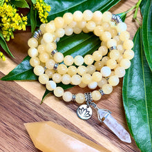 Load image into Gallery viewer, Honey Calcite Sunny Energy &amp; Self-Confidence 108 Stretch Mala Necklace Bracelet