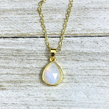 Load image into Gallery viewer, Blue Lace Agate Serenity & Calm Faceted Teardrop Pendant 18" Gold Necklace