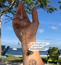 Load image into Gallery viewer, Rainbow Titanium Aura Quartz White Druzy Inclusion Agate Gemstone Pendant 18" Gold Necklace