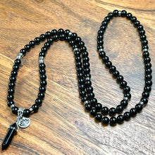 Load image into Gallery viewer, Black Onyx Spiritual Warrior Strength 108 Stretch Mala Necklace Bracelet