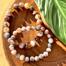 Load image into Gallery viewer, Black Lace Agate Botswana Agate Sooth & Agile 8mm Stretch Bracelet