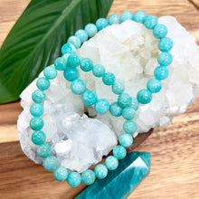 Load image into Gallery viewer, Peruvian Amazonite Deep Teal Heart Chakra Activation Premium Collection 8mm Stretch Bracelet