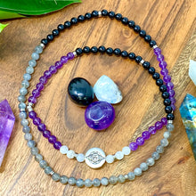 Load image into Gallery viewer, 8mm Elizabeth April AWAKEN Protection & Activation Limited Edition Stretch Mala Bracelet Necklace