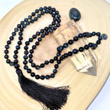 Load image into Gallery viewer, Limited Edition Hawk Eye 108 Hand Knotted Mala Necklace Bracelet