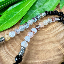 Load image into Gallery viewer, Garden Quartz Black Onyx Shadow Work & Lasting Change 108 Stretch Mala Necklace Bracelet