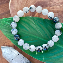 Load image into Gallery viewer, Tourmalinated Quartz Black Tourmaline in Clear Quartz Master Healing 8mm Stretch Bracelet