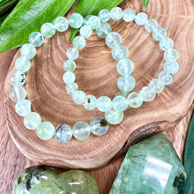 Load image into Gallery viewer, 1 Left! NEW STONE! Prehnite with Epidote & Black Tourmaline Grade AA Prophecy & Magic Premium Collection 10mm Stretch Bracelet