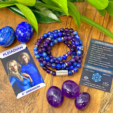 Load image into Gallery viewer, Just Restocked! Only 3! 8mm Elizabeth April Channeled Pleiadian Sacred Geometry Limited Edition Cosmic Species Stretch Mala Bracelet Necklace